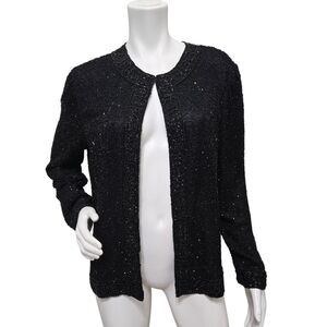 Vintage Laurence Kazar Silk Beaded Formal Jacket Size L